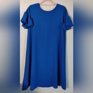 Lime & Chili Cobalt Blue Ruffle Sleeve Dress - Size M | Excellent Condition!